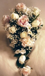 CREAMPINK AND CREAM  ROSE CASCADE BOUQUET